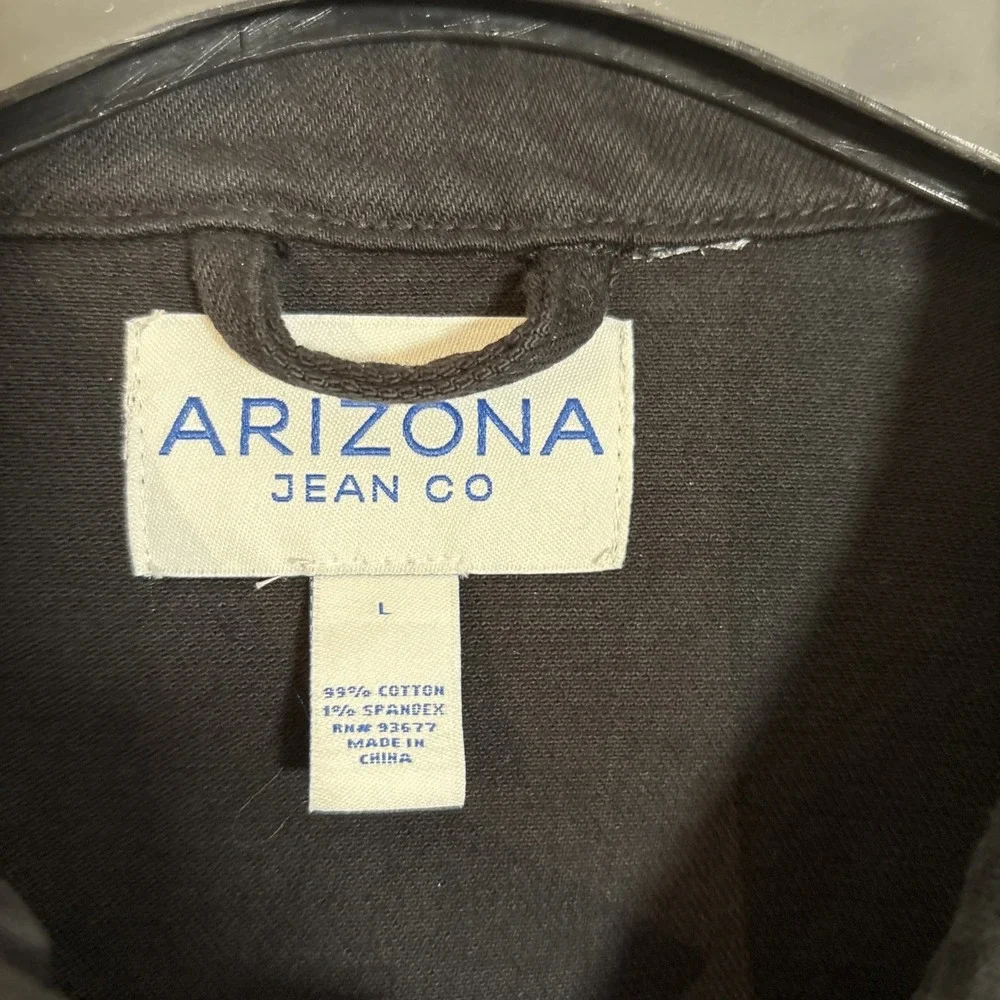 Arizona Jean Co Denim Jacket Mens Large Black Trucker Barn Cotton Classic